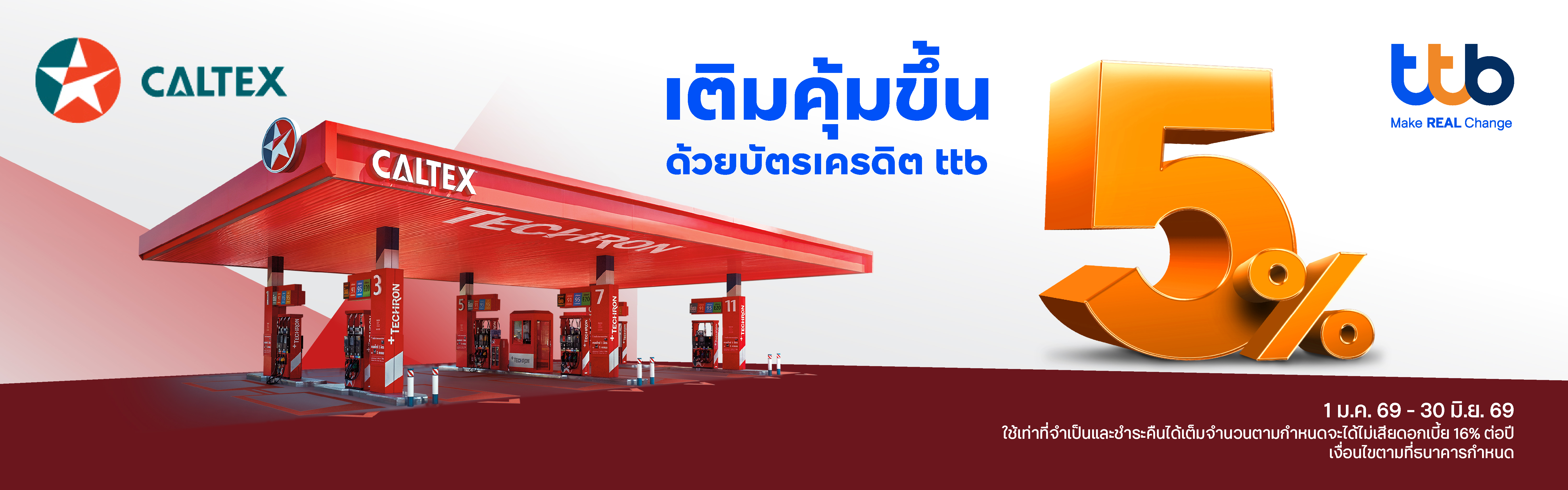 บัตรเครดิตทีทีบี รับเครดิตเงินคืนสูงสุด 5%