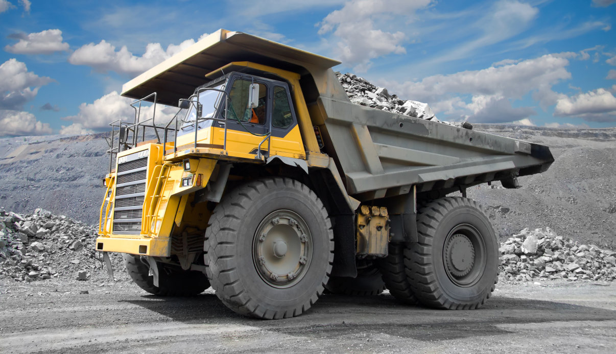 Yellow construction vehicle onsite