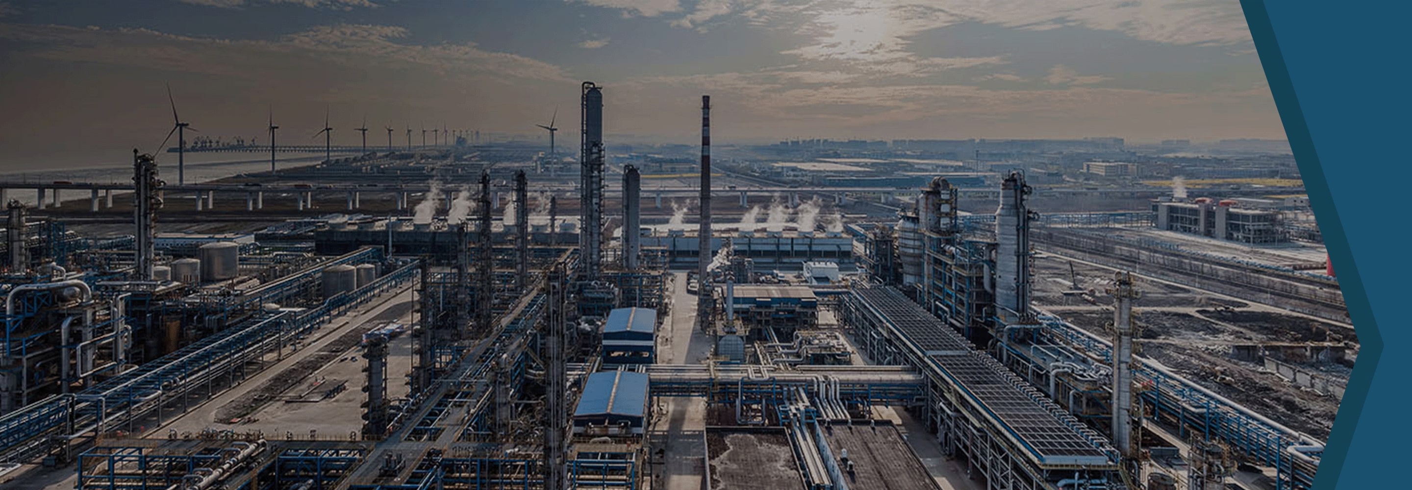 Bird's eye view of factory grounds