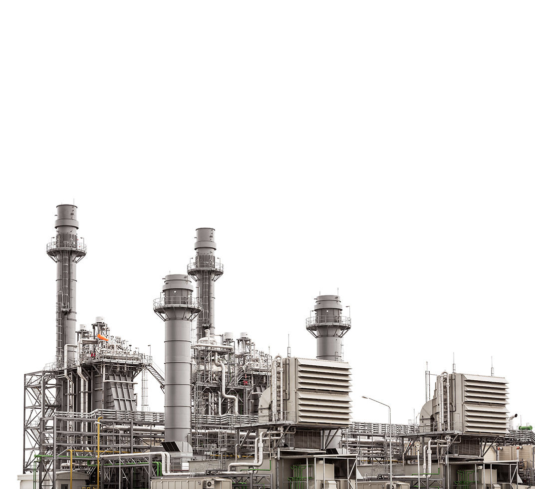 Power plant station building isolated on white background
