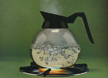 Clear liquid boiling in a coffee pot