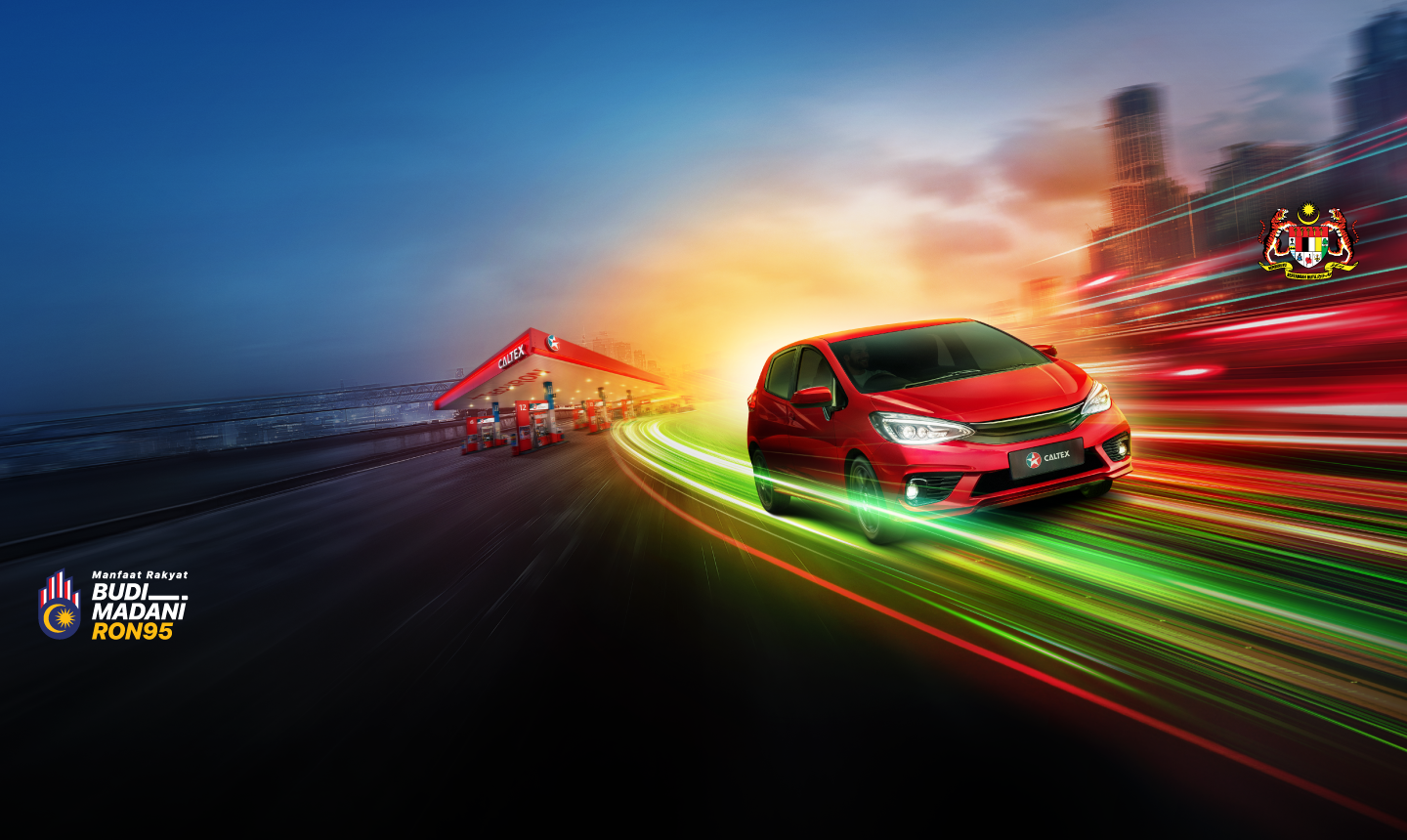 Car driving off from Caltex station